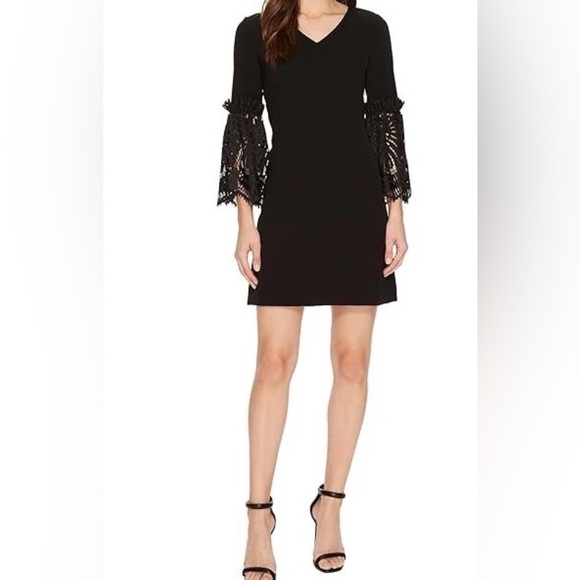 Tahari ASL Dresses & Skirts - Tahari Black Lace Bell Sleeve Sheath Dress Size 16 Above Knee Cocktail Evening